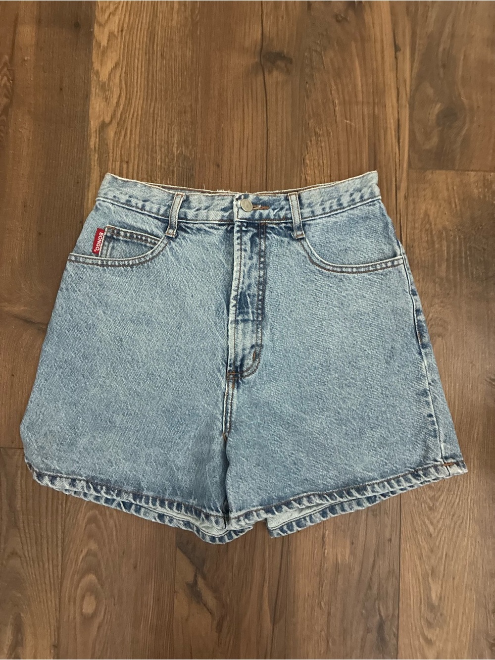 Vintage BONGO Light Blue Denim High-Waist Women's Shorts/Jorts 100% Cotton